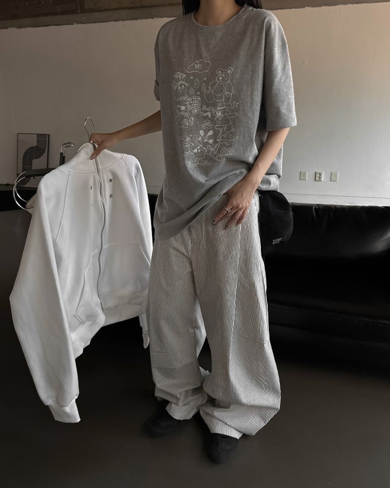 Curved stripe pants (Unisex)