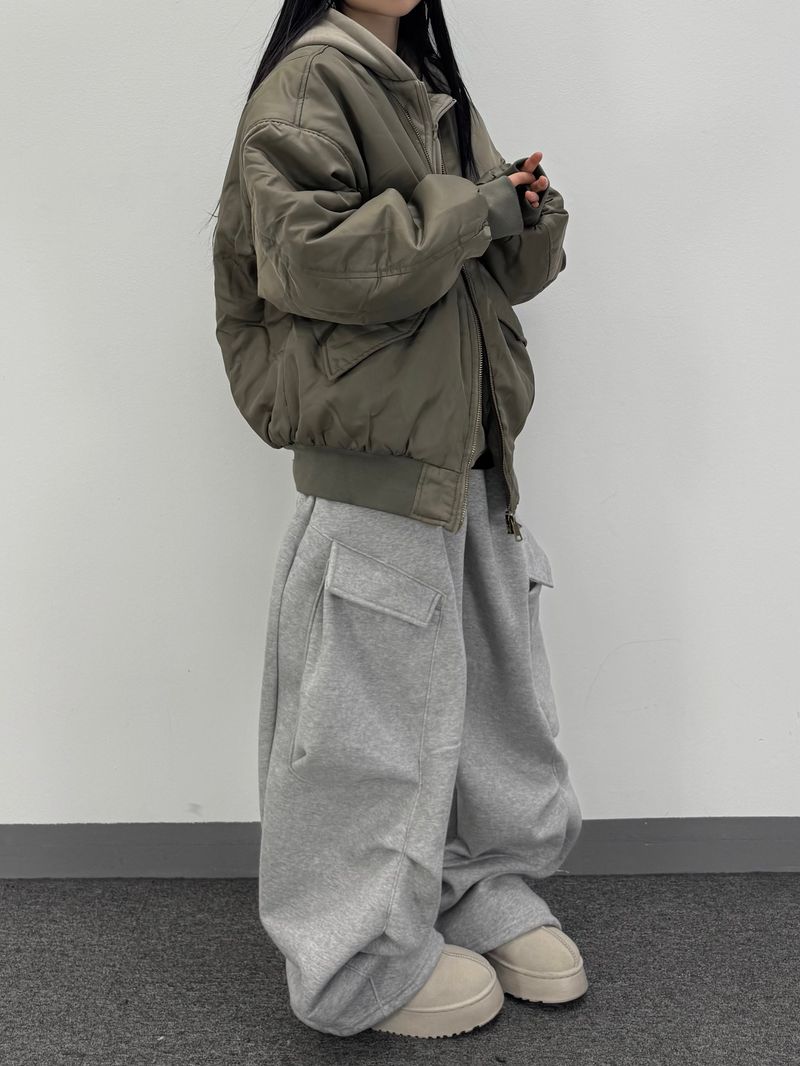 rib fleece sweat pants