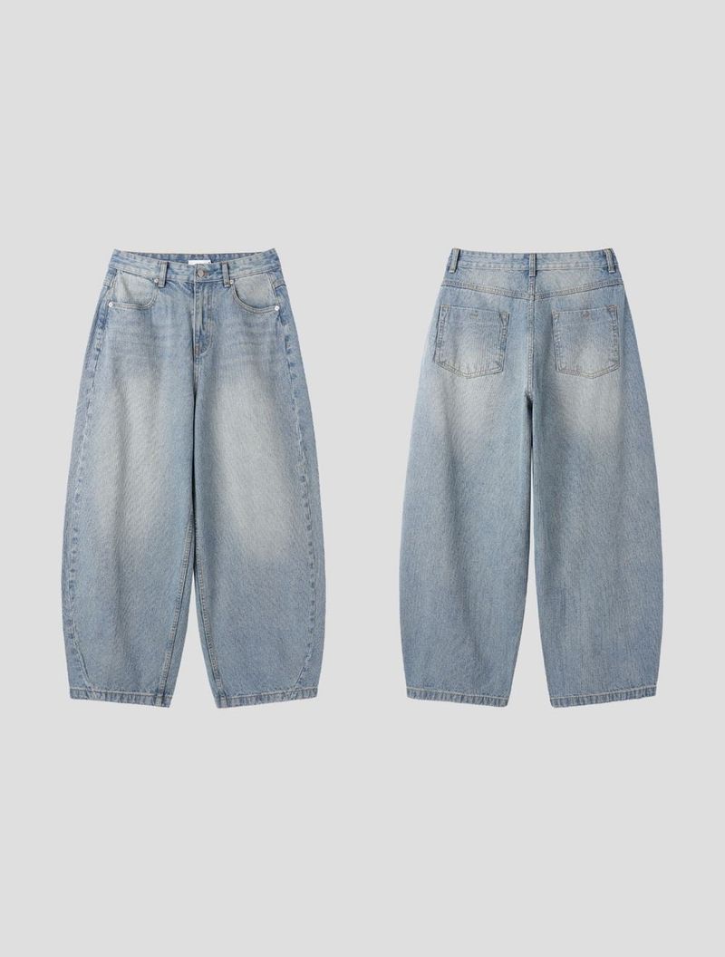 Indigo curved denim pants