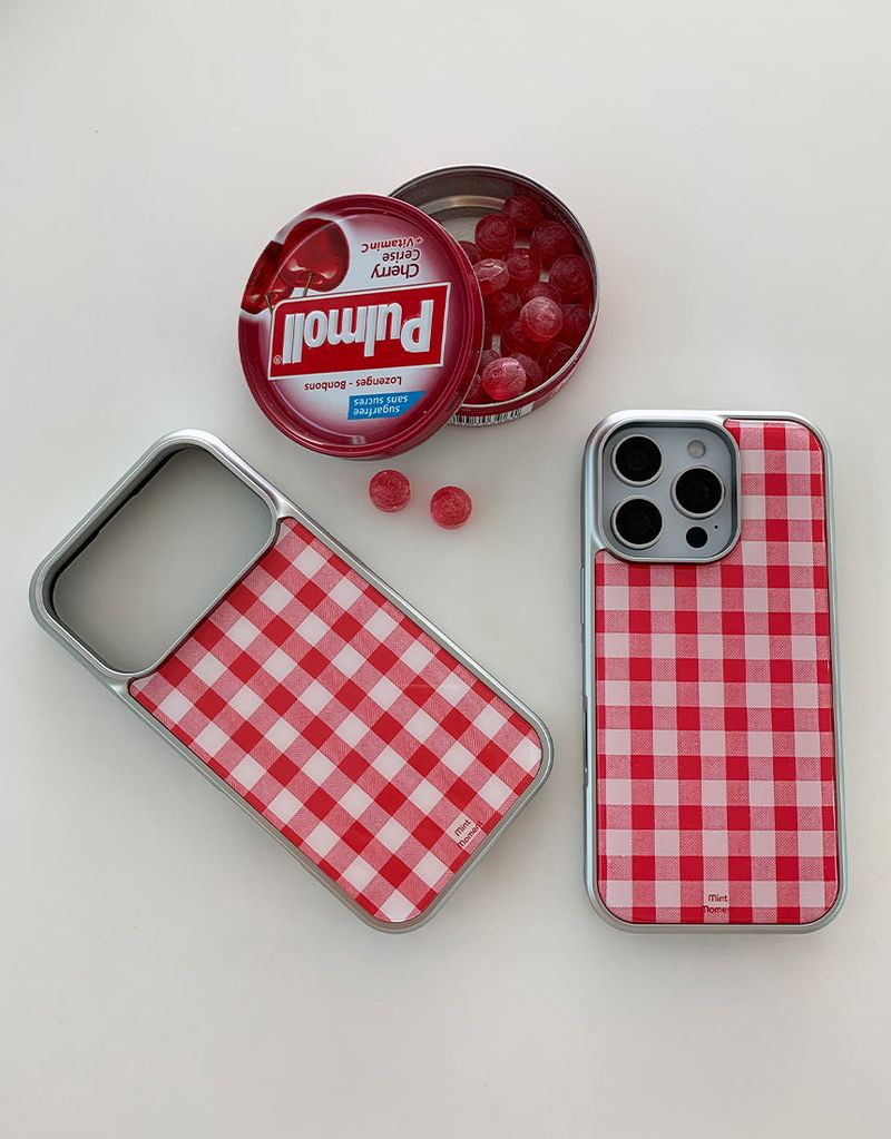 [MADE]ピクニックレッド シルバーエポキシ バンパー iPhoneケース