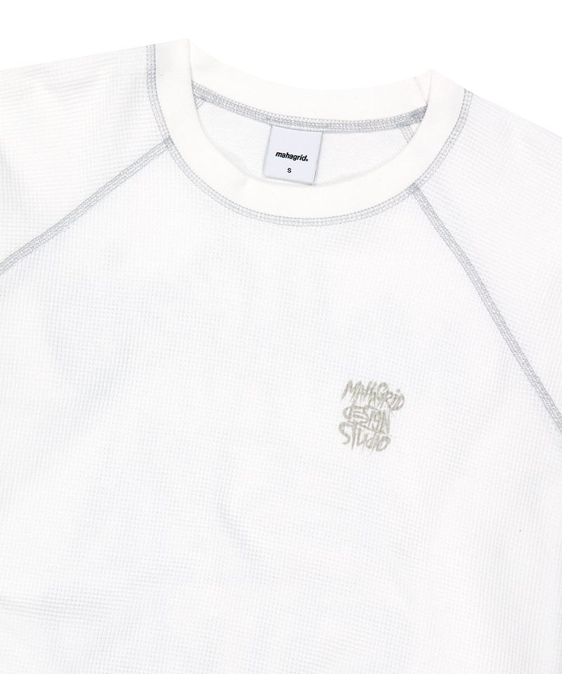 SLASH LOGO WAFFLE LONG SLEEVE_WHITE