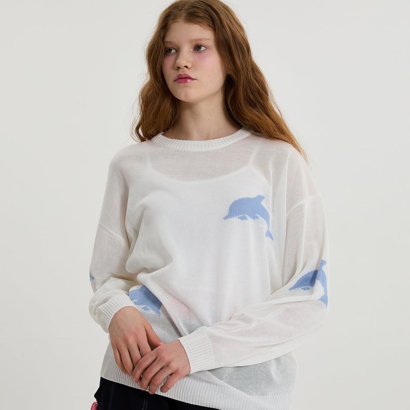 WaiKei（ワイケイ）の「Dolphin see-through crewneck knit（Tops）」