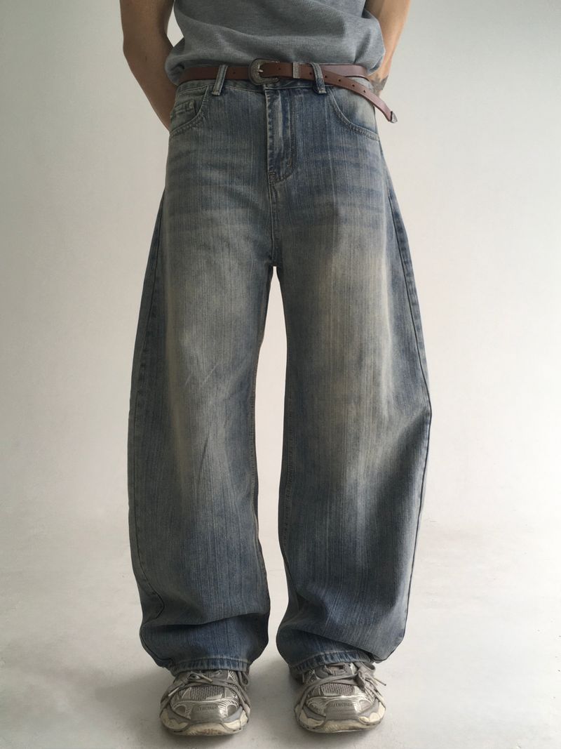stripe curved denim(2colors)
