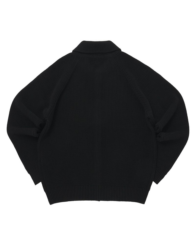 ROUND-COLLAR 7G KNIT CARDIGAN (Black)