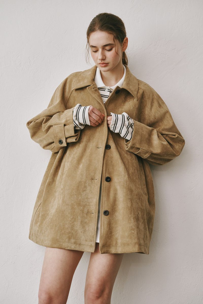 Suede half coat (Beige)