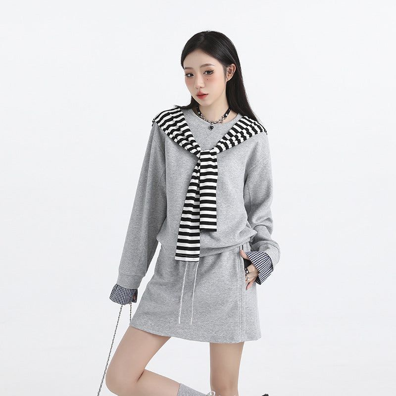 Gradient Stripe Hoodie & Shorts Set