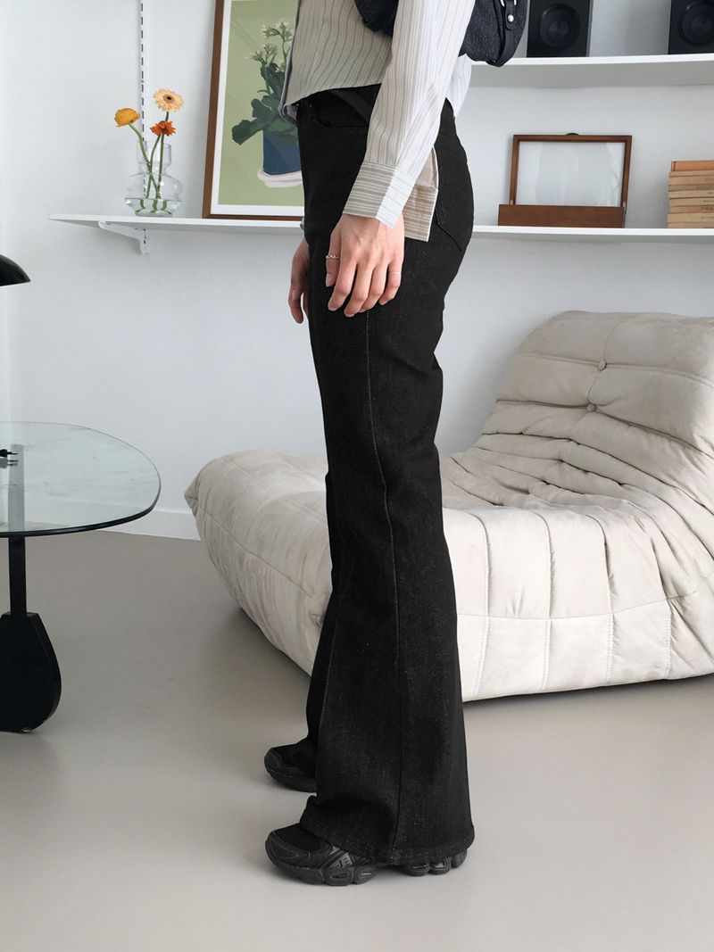 [3color] Libby stitched leg loom bootcut raw denim pants