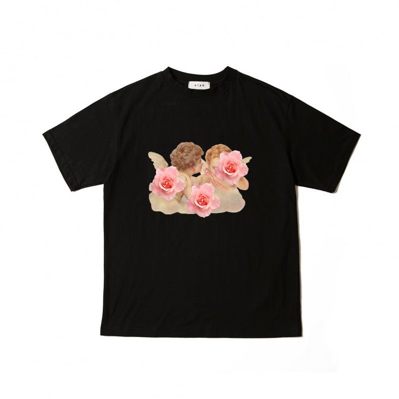 ATAR(アタル)の「angel print wide short sleeve t-shirt blavk(Tops)」