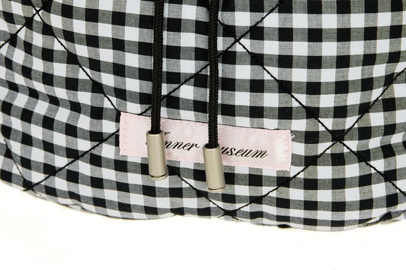 Gingham check string mini backpack (BLACK)