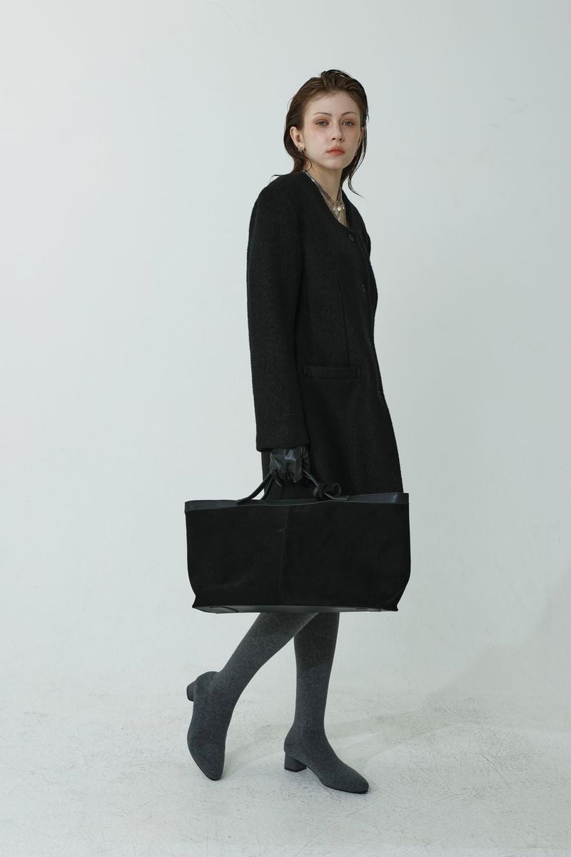 WOOL-LIKE LONG COAT_BLACK