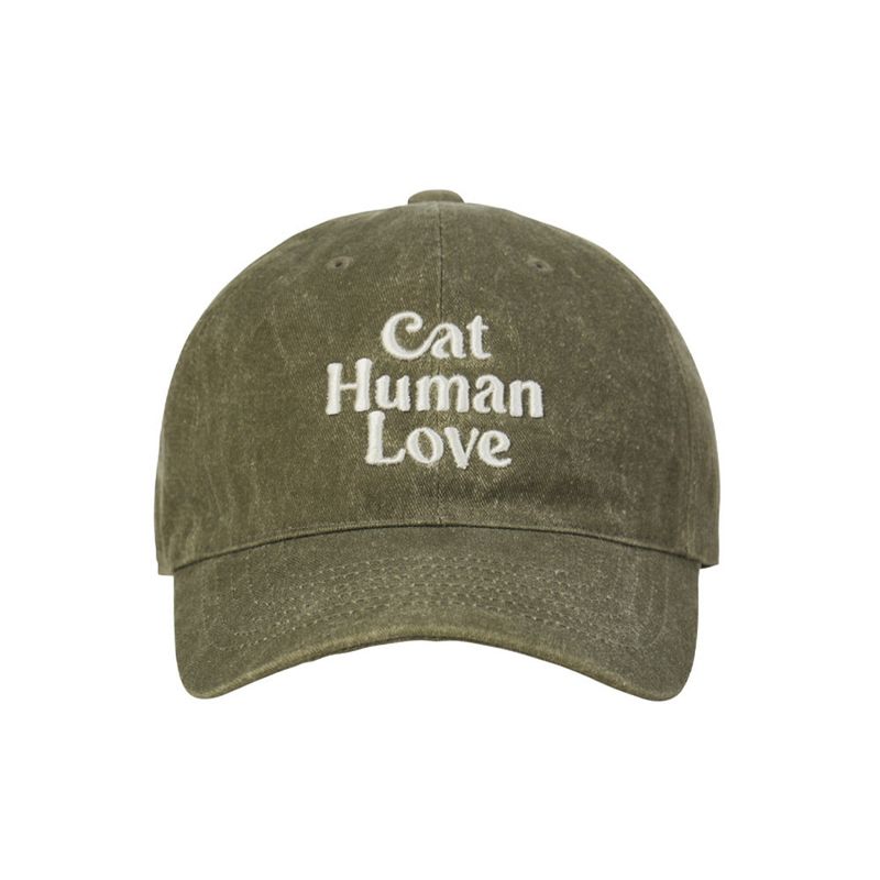 CAT HUMAN LOVE PIGMENT BALL CAP_KHAKI