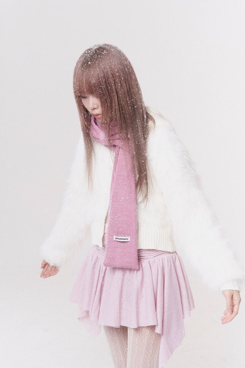 Mini ribbon muffler_pink