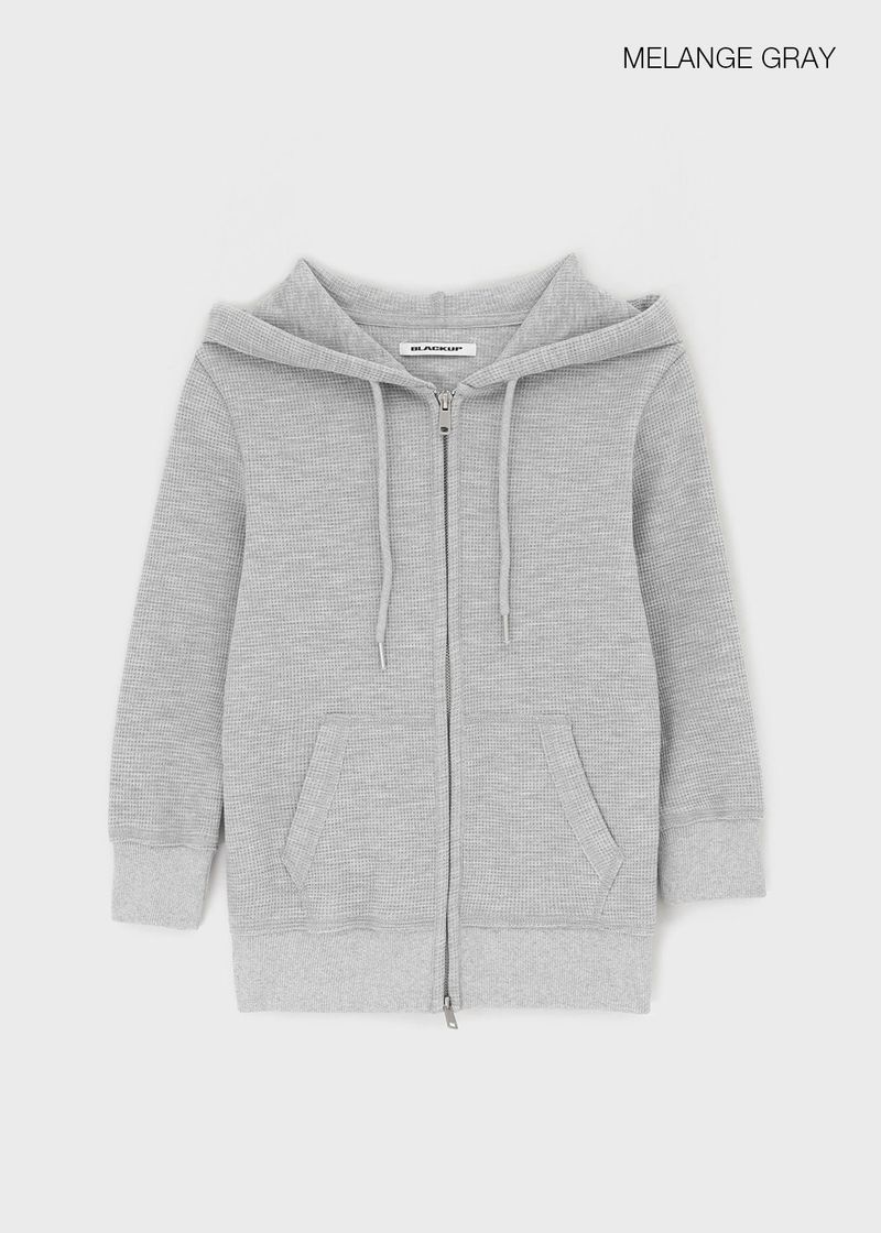 [B-BASIC] Waffle Slim Fit 3/4 Length Zip-Up Hoodie (2 SIZE)