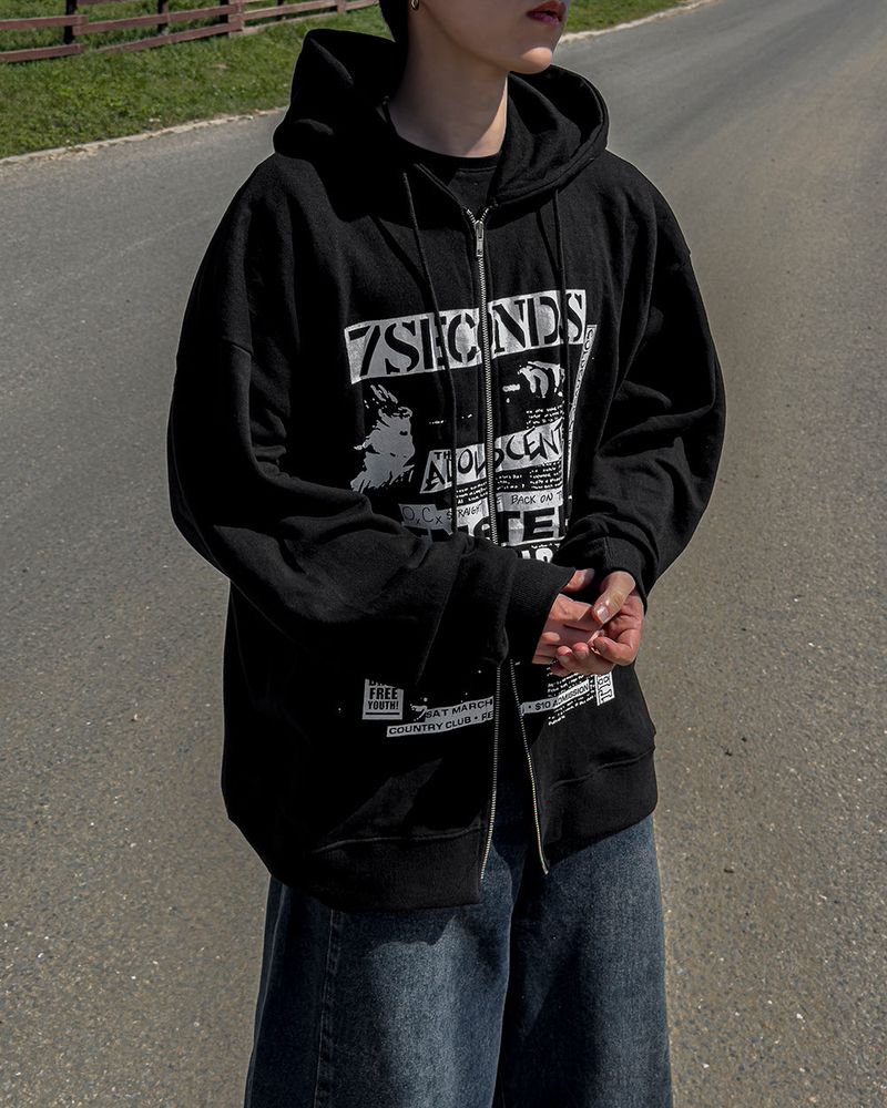 Second Oversized Fit Hoodie Zip-Up