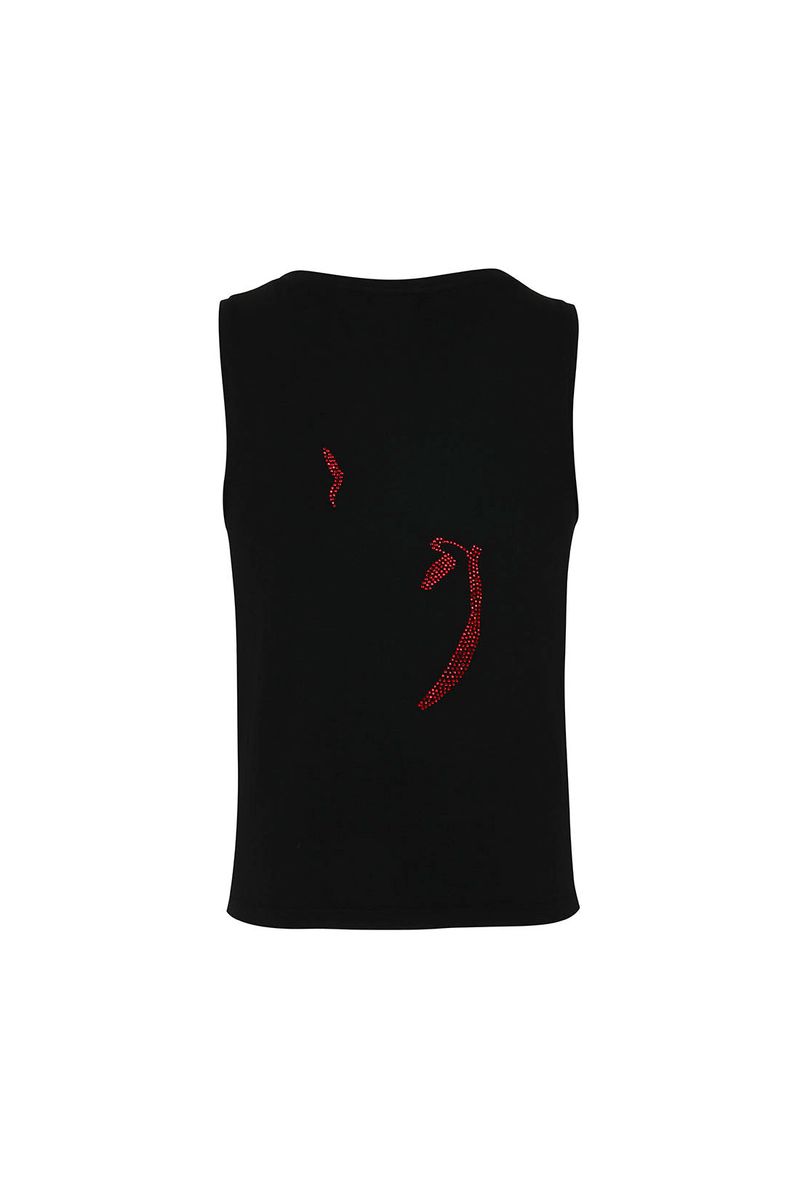 JIMINLEE(ジミンリ)の「RHINESTONE DRAWING SLEEVELESS TOP BLACK(Tops)」
