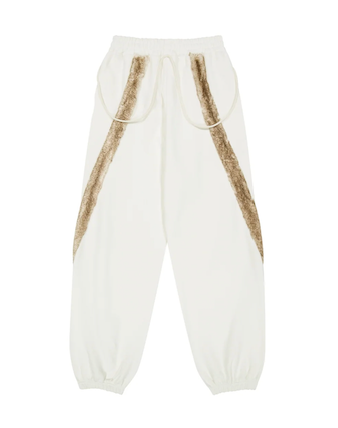 Side Fur Trim Sweatpants / Ivory