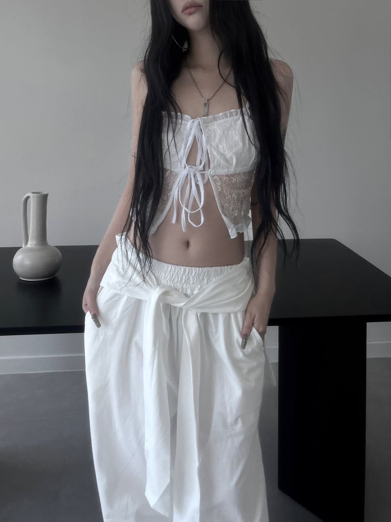flower lace ribbon top (2color)