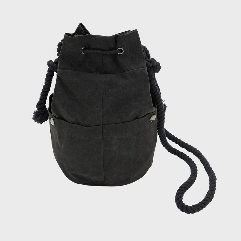 Waxed Cotton Hippie Bag Black
