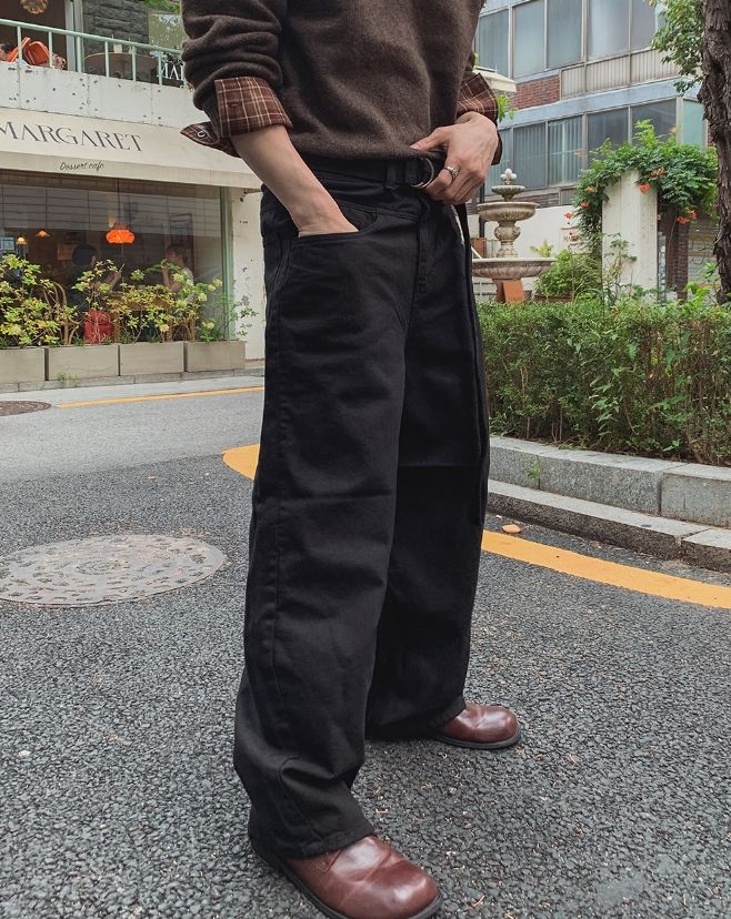 ハドン ヨーク カット ベルテッド ワイド パンツ
