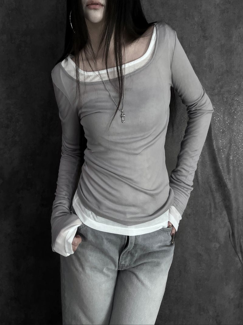 tencel square neck T (3color)
