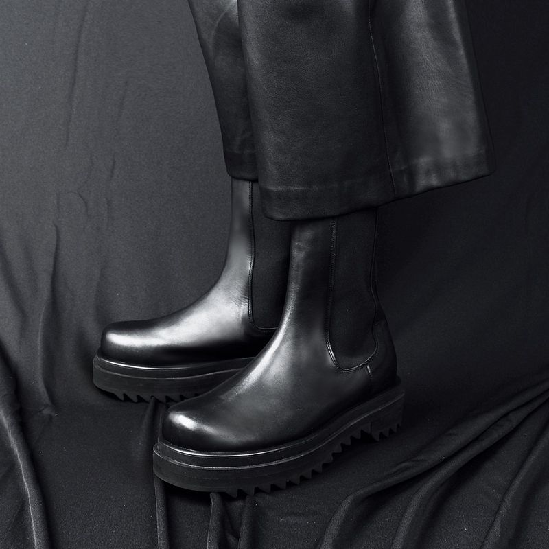 DAVID STONE WAVE SHARK SOLE HI-CHELSEA BOOTS