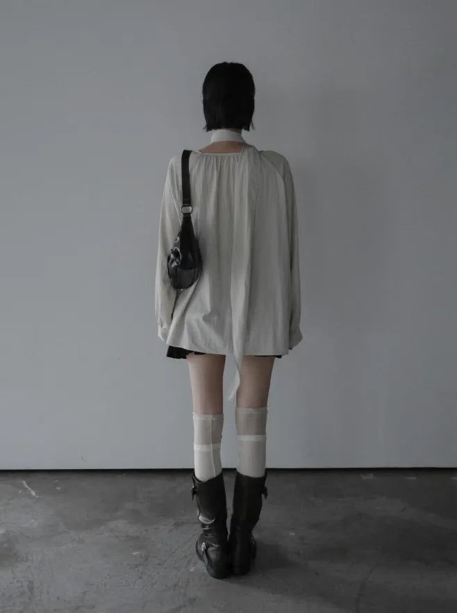 Mue Shirring Scarf Blouse