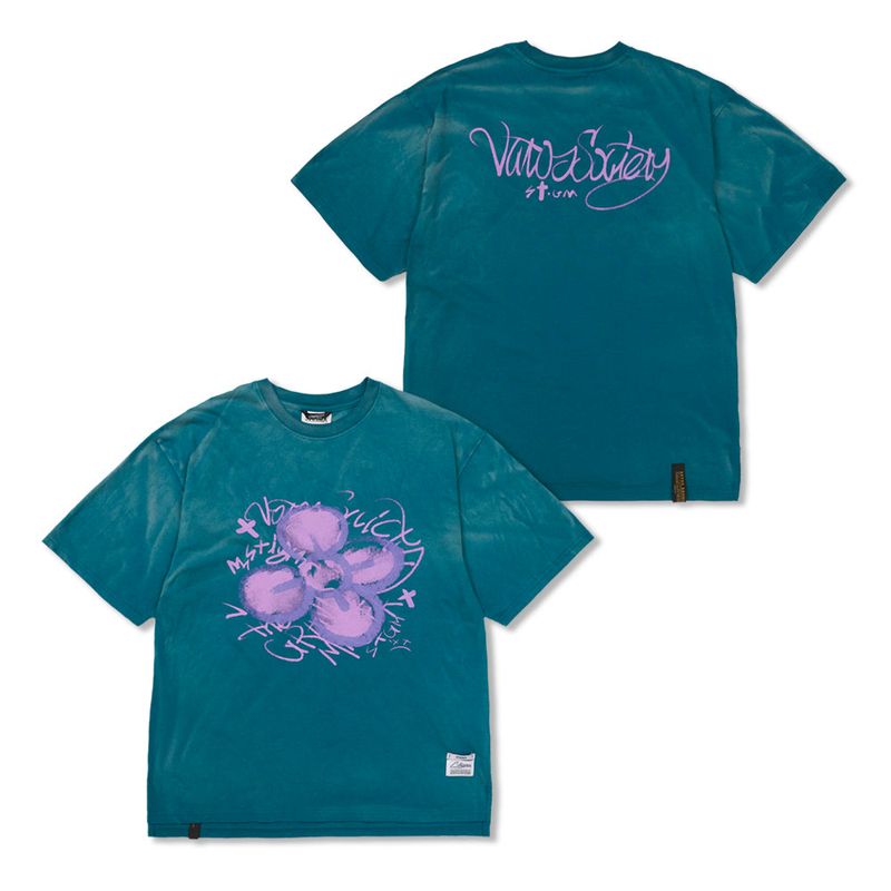 STIGMA(スティグマ)の「Crayon Flower Vintage-Like Washed Oversized Short Sleeves T-Shirts Blue / Beige(Tops)」