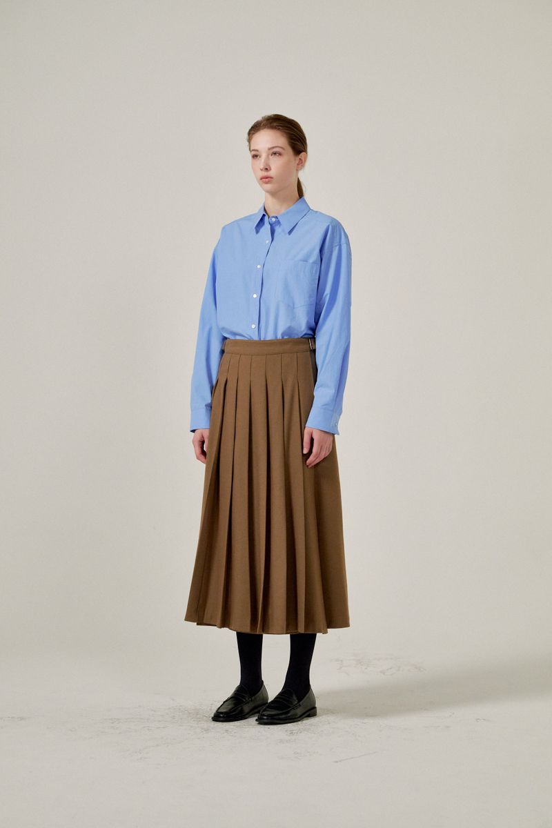 Wrap pleats skirts (Brown)