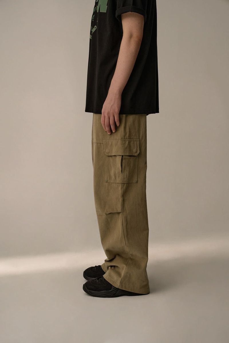 SUEDE COTTON CARGO PHANTS (KHAKI)