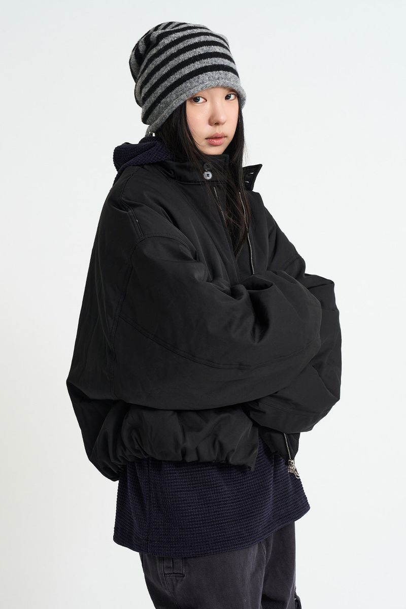 Coated crop padding blouson