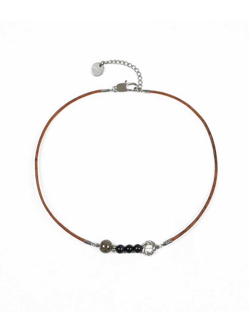 Stone Combi Necklace - Tigers Eye Loop _ BROWN