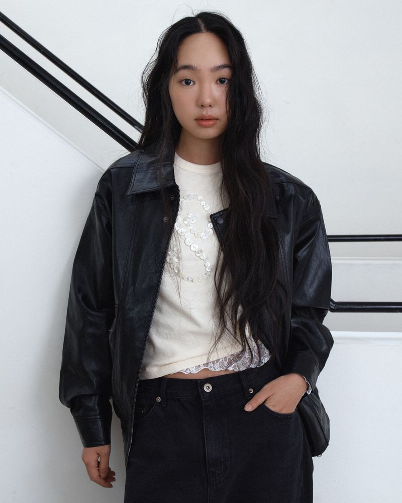 Oversized Faux Leather Blouson (Black)