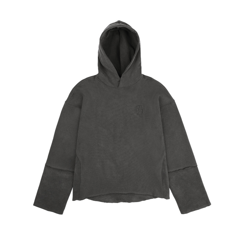 Don't Ask My Plan (DAMP)(ドントアスクマイプラン)の「PIGMENT CUTTED HOODIE_CHARCOAL(Tops)」