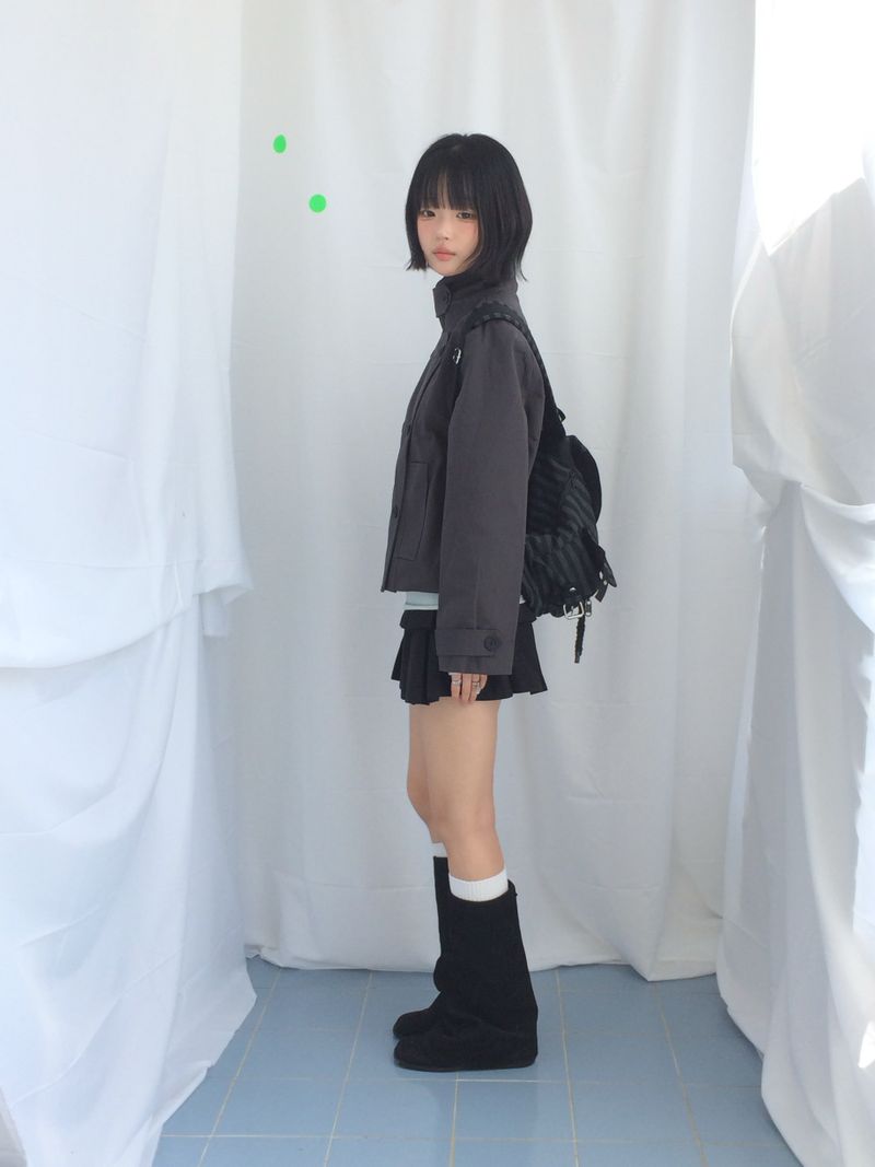 double frill pleated skirt
