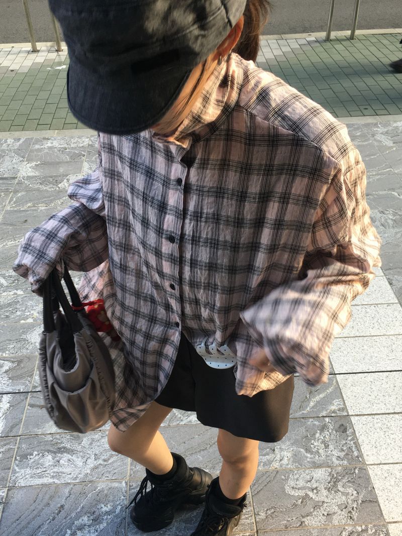 Hyper High-Neck Over Check Shirt (2c)