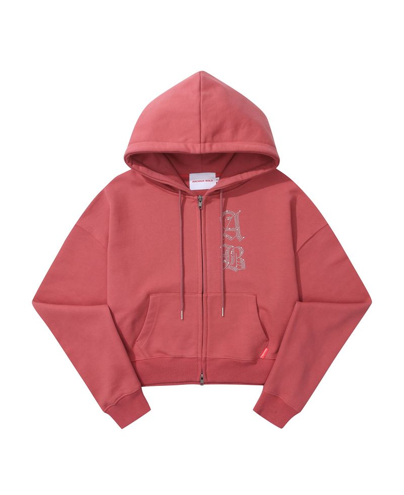 ARCHIVE BOLD(アーカイブボールド)の「AB CROP HOOD ZIP-UP (DUSTY PINK)(Tops)」