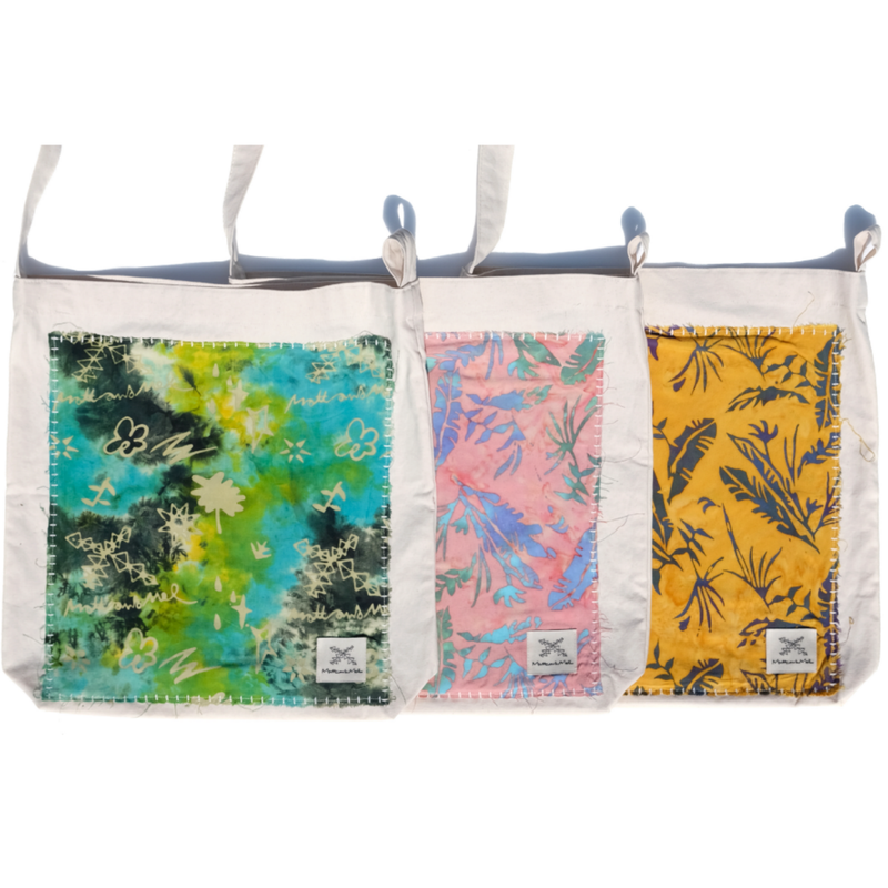 [Patchwork Canvas Bag] Banana Leaves - Pale Pink