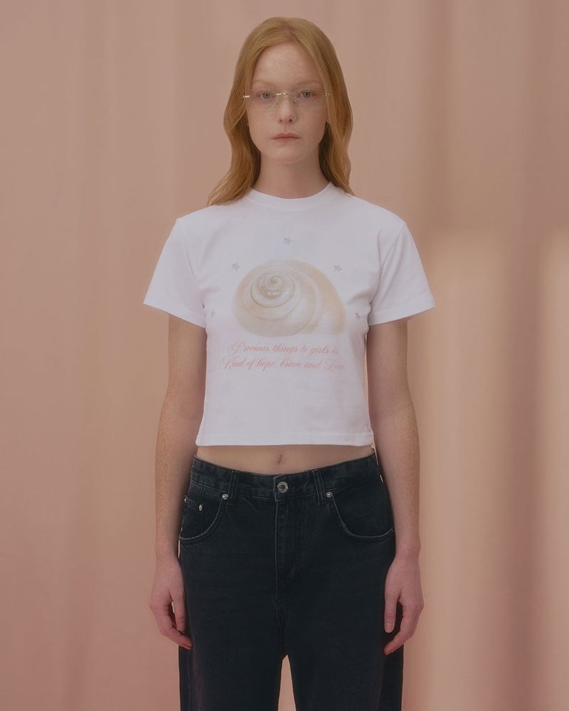 CHARMING SHELL CROP TSHIRT-WHITE