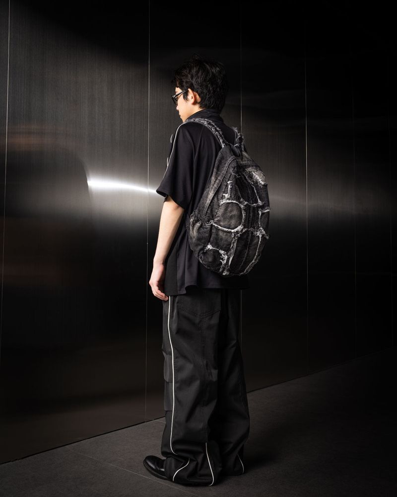 Washed Denim Turtle Backpack (Black)