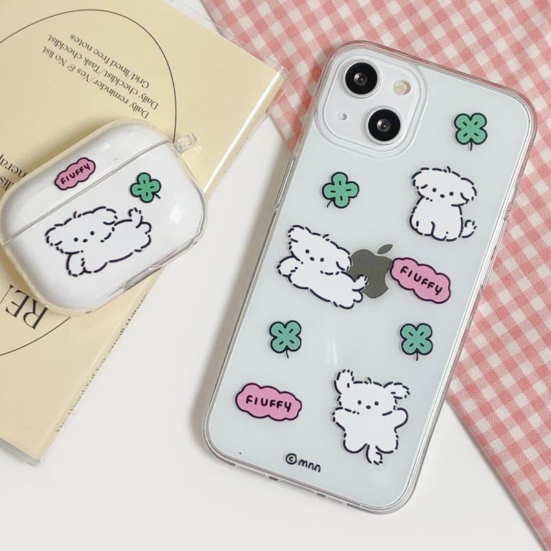 [Gel-hard] Fluffy clover puppy Phone case