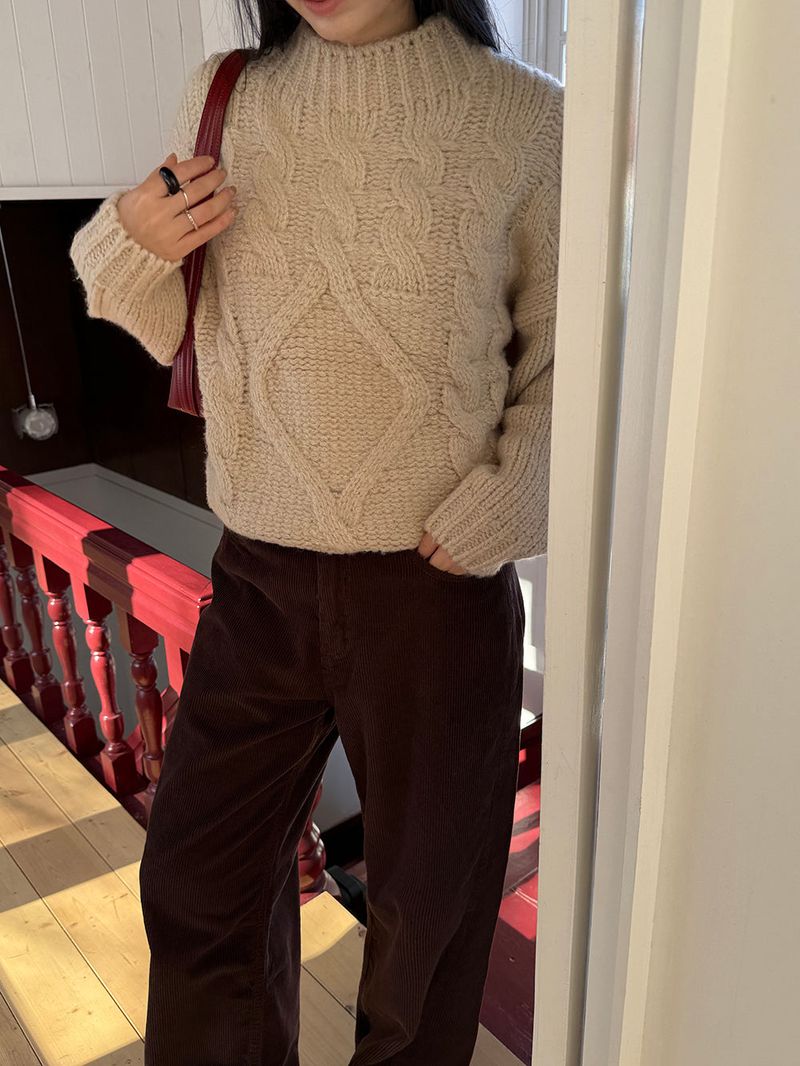 [MADE] MUHR HIGH-NECK CABLE KNIT