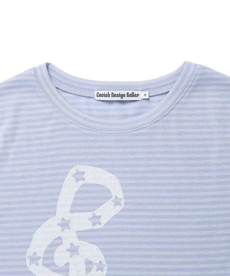 STRIPED MUSIC NOTE LS TEE BLUE(CV2GFFT554A)