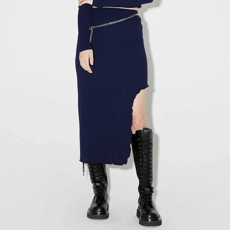 ZEROPLANET（ゼロプラネット）の「サイドオフミディアムスカート / Side-off Midi Skirt [NAVY]（Skirts）」