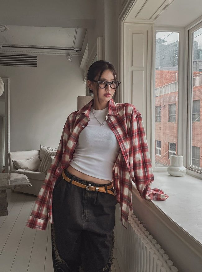 Motsu Loose Fit Checkered Shirt