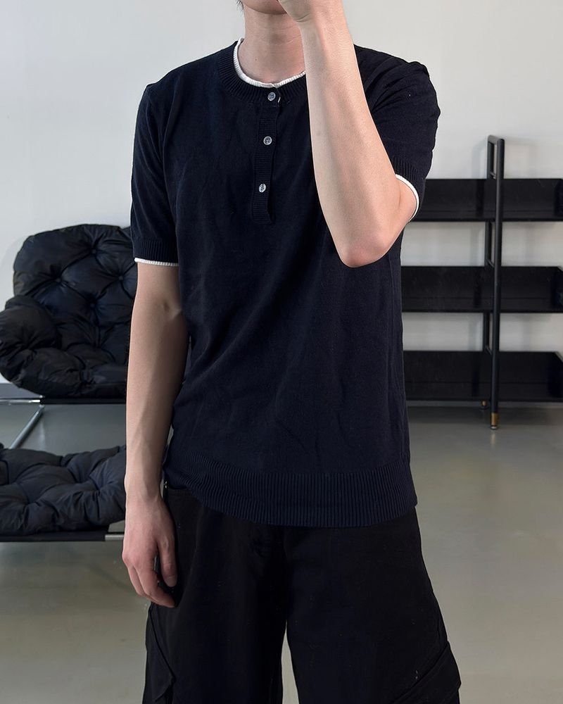 Eren Layered Henley Neck Knit