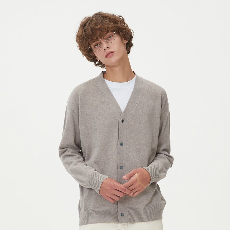 LAMBSWOOL V NECK CARDIGAN_MOCHA