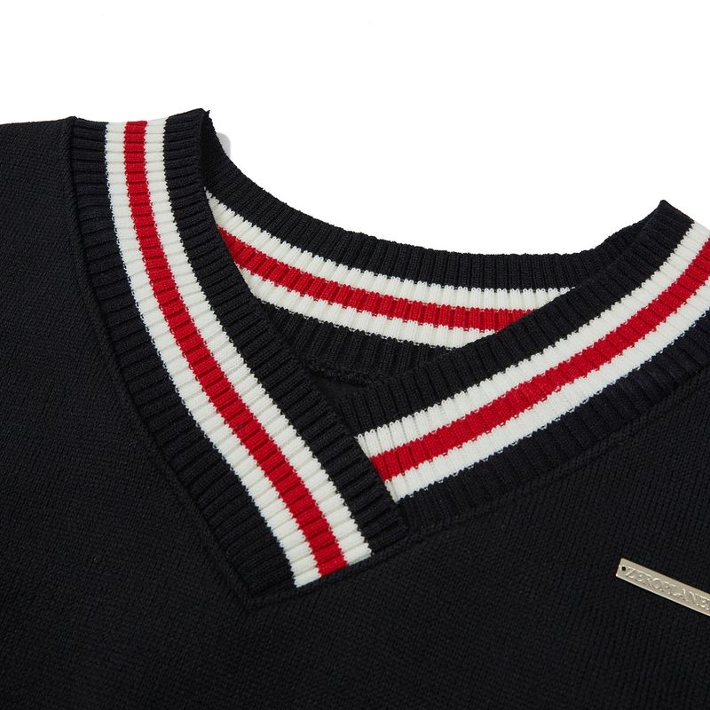 Vネッククロップスウェットシャツ / V-neck Cropped Sweat Shirt [BLACK]