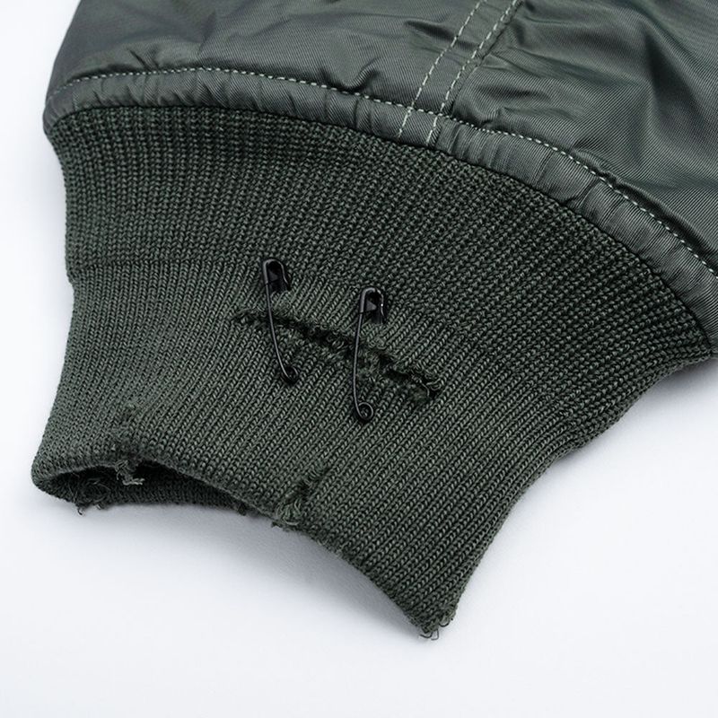 BBD Ripped Custom Sprayed logo MA-1 Bomber Jacket (Khaki)