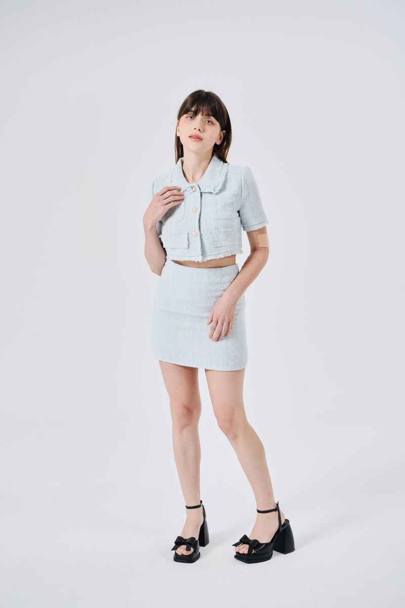 TWEEDY-A（ツウィーディア）の「ブルーミニツイードセットアップ / Blue Mini Tweed Setup（Dresses）」
