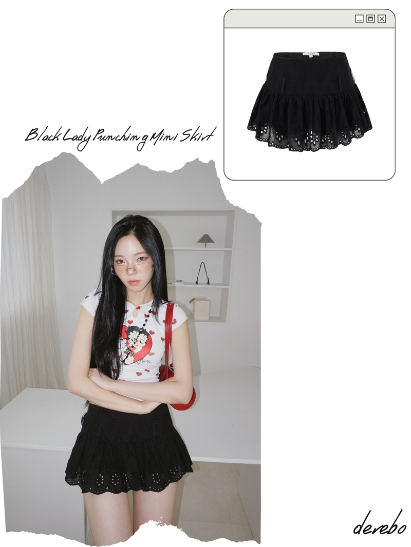 Black Lady Punching Mini Skirt